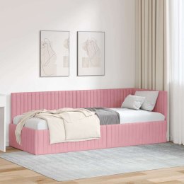VidaXL Rama łóżka narożnego Z zagłówkiem Różowy 80 cm x 200 cm Aksamit