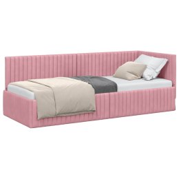 VidaXL Rama łóżka narożnego Z zagłówkiem Różowy 80 cm x 200 cm Aksamit