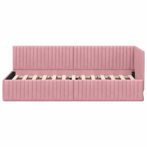 VidaXL Rama łóżka narożnego Z zagłówkiem Różowy 80 cm x 200 cm Aksamit