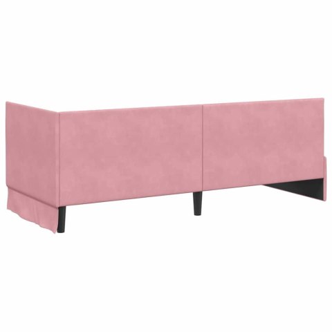 VidaXL Rama łóżka narożnego Z zagłówkiem Różowy 80 cm x 200 cm Aksamit