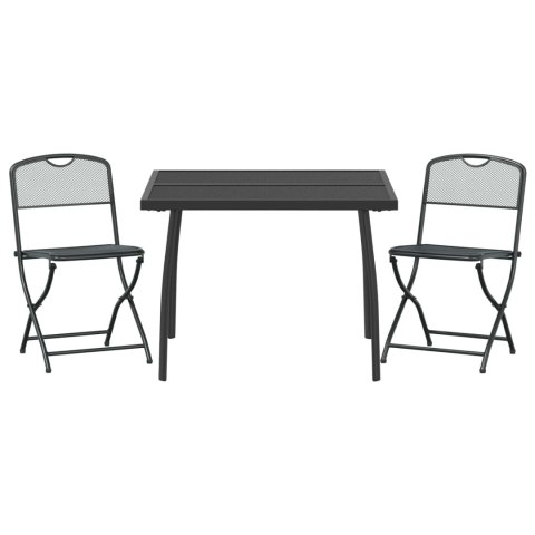 ZESTAW MEBLI OGRODOWYCH 3 PCS ANTRACYTOWY ŻELAZO I STAL