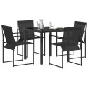 ZESTAW DO JADALNI W OGRODZIE 5 PCS CZARNY TEKSTYLNA I STALOWA