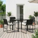 ZESTAW DO JADALNI W OGRODZIE 5 PCS CZARNY I KREMOWY POLIRATTAN