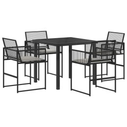 VidaXL Zestaw do jadalni w ogrodzie 5 pcs Czarny polirattan