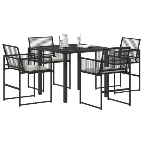 ZESTAW DO JADALNI W OGRODZIE 5 PCS CZARNY POLIRATTAN