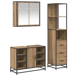 VidaXL Zestaw mebli łazienkowych z szufladą 3 pcs Dąb rzemieślniczy
