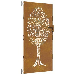 VidaXL Furtka ogrodowa, 85x175 cm, stal kortenowska, motyw drzewa