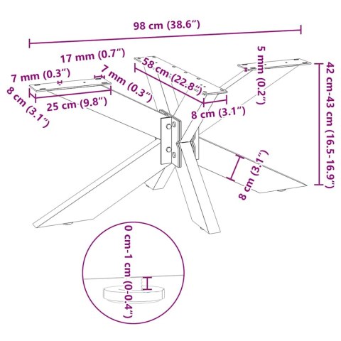 NOGA STOLIKA KAWOWEGO PAJĄK KSZTAŁT ANTRACYT 98X58X(42-43)CM STAL