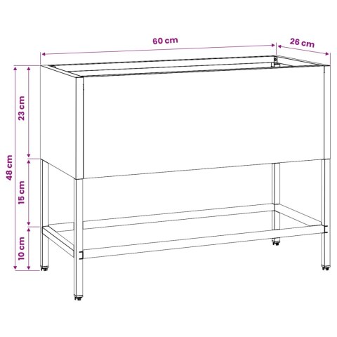 PODWYŻSZONA DONICZKA OGRODOWA SREBRNY 60X26X45CM