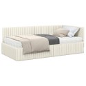 VidaXL Rama Łóżka Narożnego z Materacem 2 pcs Kremowy Aksamit