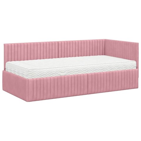 VidaXL Rama Łóżka Narożnego z Materacem 2 pcs Szary Aksamit