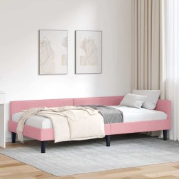 VidaXL Rama łóżka narożnego Z zagłówkiem Różowy 90 cm x 190 cm Aksamit