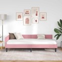 VidaXL Rama łóżka narożnego Z zagłówkiem Różowy 90 cm x 190 cm Aksamit