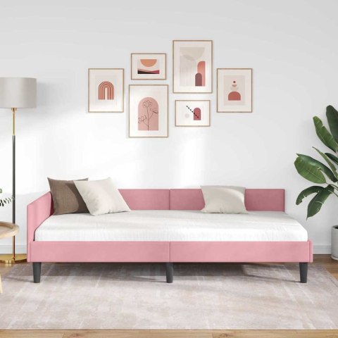 VidaXL Rama łóżka narożnego Z zagłówkiem Różowy 90 cm x 190 cm Aksamit