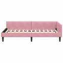 VidaXL Rama łóżka narożnego Z zagłówkiem Różowy 90 cm x 190 cm Aksamit