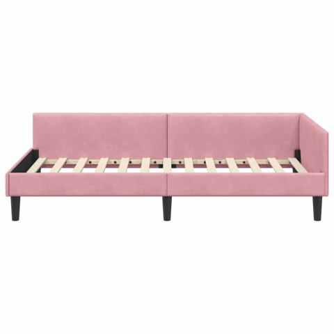 VidaXL Rama łóżka narożnego Z zagłówkiem Różowy 90 cm x 190 cm Aksamit