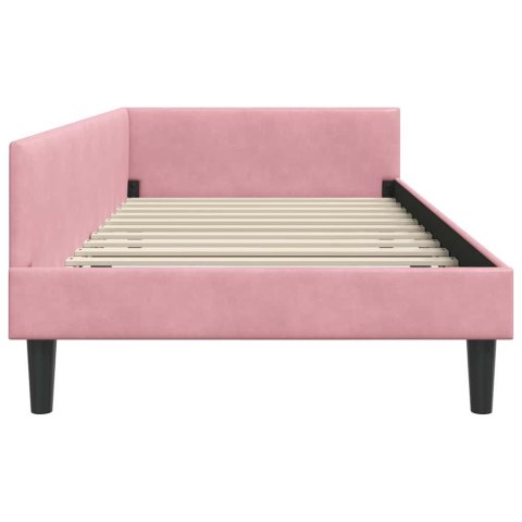 VidaXL Rama łóżka narożnego Z zagłówkiem Różowy 90 cm x 190 cm Aksamit