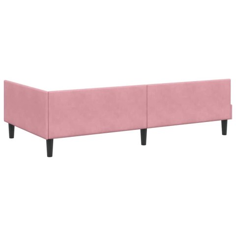 VidaXL Rama łóżka narożnego Z zagłówkiem Różowy 90 cm x 190 cm Aksamit