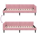VidaXL Rama łóżka narożnego Z zagłówkiem Różowy 90 cm x 190 cm Aksamit