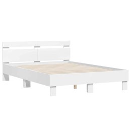 VidaXL Ramka łóżka z LED Biały 137 x 190 cm Materiał drewnopochodny