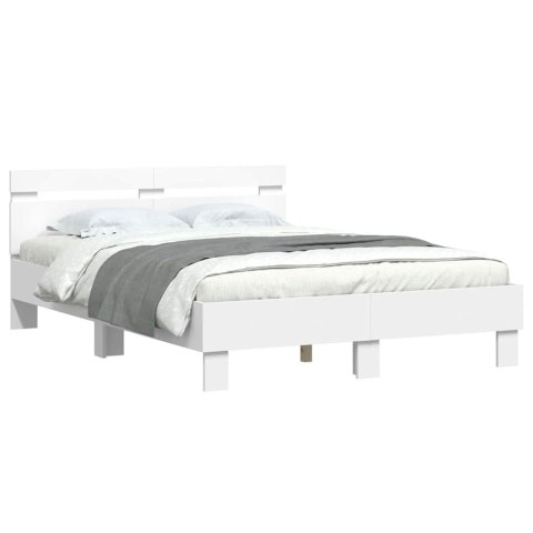 VidaXL Ramka łóżka z LED Biały 137 x 190 cm Materiał drewnopochodny