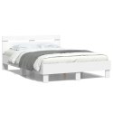VidaXL Ramka łóżka z LED Biały 137 x 190 cm Materiał drewnopochodny