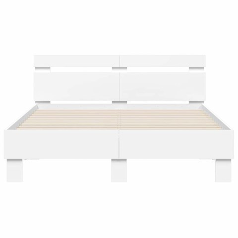 VidaXL Ramka łóżka z LED Biały 137 x 190 cm Materiał drewnopochodny
