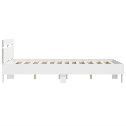 VidaXL Ramka łóżka z LED Biały 137 x 190 cm Materiał drewnopochodny