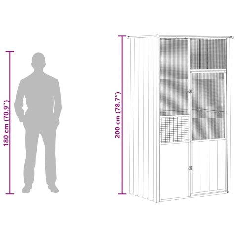 WOLIERA ANTRACYTOWA 115X78X200CM GALWANIZOWANA STAL