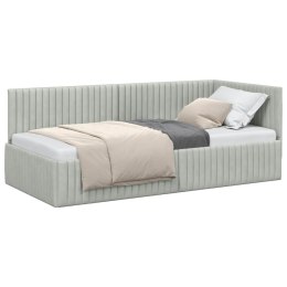 VidaXL Rama łóżka narożnego Jasnoszary 90 cm x 190 cm Aksamit