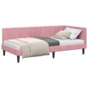 VidaXL Rama łóżka narożnego Z zagłówkiem Różowy 90 cm x 190 cm Aksamit