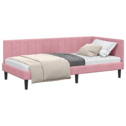 VidaXL Rama łóżka narożnego Z zagłówkiem Różowy 90 cm x 190 cm Aksamit