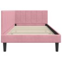 VidaXL Rama łóżka narożnego Z zagłówkiem Różowy 90 cm x 190 cm Aksamit