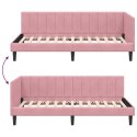 VidaXL Rama łóżka narożnego Z zagłówkiem Różowy 90 cm x 190 cm Aksamit