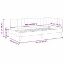 VidaXL Rama łóżka narożnego Z zagłówkiem Różowy 90 cm x 190 cm Aksamit