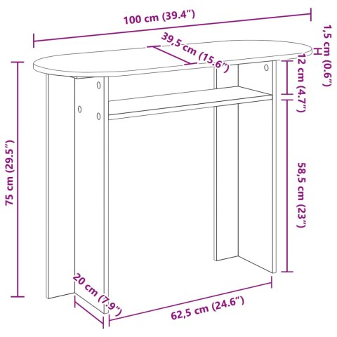 VidaXL Konsola dąb Sonoma 100 x 39,5 x 75 cm Drewno inżynieryjne