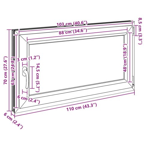OKNO PIWNICZNE RISOR 110X70CM PVC I SZKŁO BIAŁY