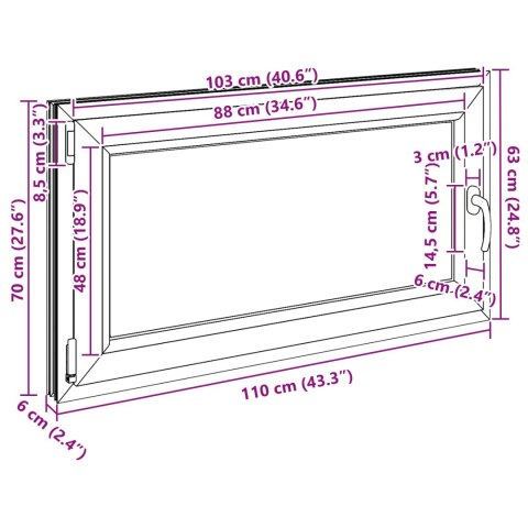 OKNO PIWNICZNE RISOR 110X70CM PVC I SZKŁO BIAŁY