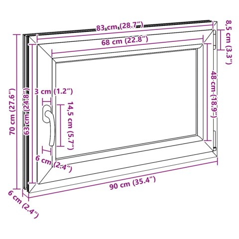 OKNO PIWNICZNE RISOR 90X70CM PVC I SZKŁO BIAŁY