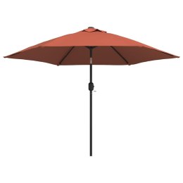 VidaXL Parasol ogrodowy z LED i stalowym słupkiem, 300 cm, terakota