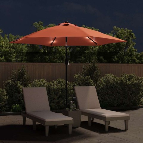 PARASOL OGRODOWY Z LED I STALOWYM SŁUPKIEM 300CM TERAKOTA