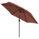 PARASOL OGRODOWY Z LED I STALOWYM SŁUPKIEM 300CM TERAKOTA