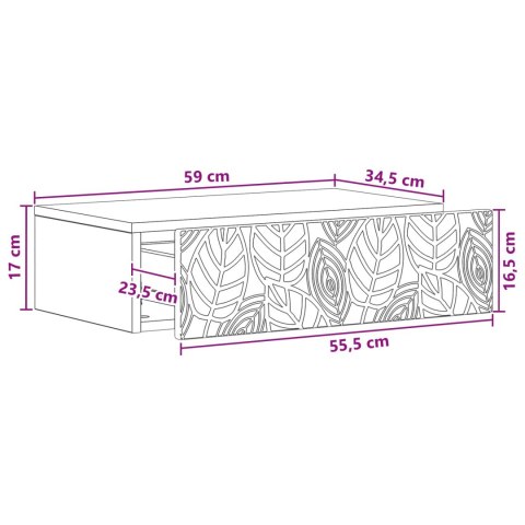 VidaXL Stolik boczny montowany na ścianie Czarny 59 x 34,5 x 17 cm
