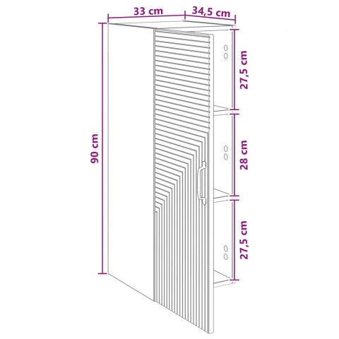 VidaXL Szafka ścienna Biały 33 x 34,5 x 90 cm Drewno inżynieryjne