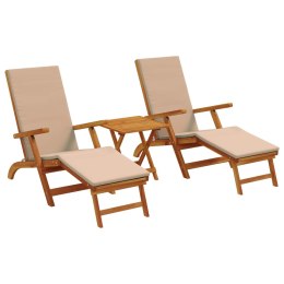 VidaXL Leżak z funkcją pochylania i składania 3 pcs Ciemnoszary