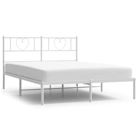 METALOWA RAMA ŁÓŻKA Z WEZGŁOWIEM BIAŁA 135X190CM