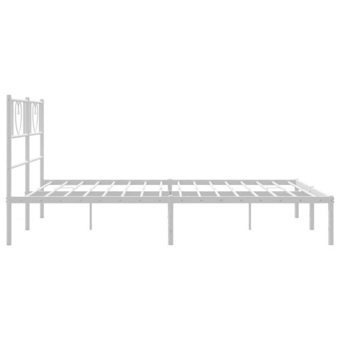 METALOWA RAMA ŁÓŻKA Z WEZGŁOWIEM BIAŁA 135X190CM