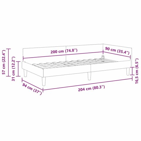 RAMA ŁÓŻKA NAROŻNEGO CIEMNA ZIELEŃ 90CMX200CM AKSAMIT