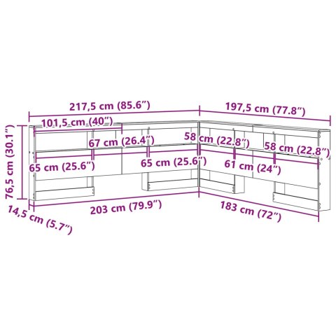 ZAGŁÓWEK DO PRZECHOWYWANIA Z PÓŁKĄ DĄB SONOMA 180CM