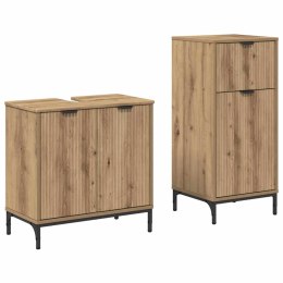 VidaXL Zestaw mebli łazienkowych z szufladą 2 pcs Dąb rzemieślniczy